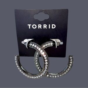 Torrid Sparkling Silver Rhinestone Earrings